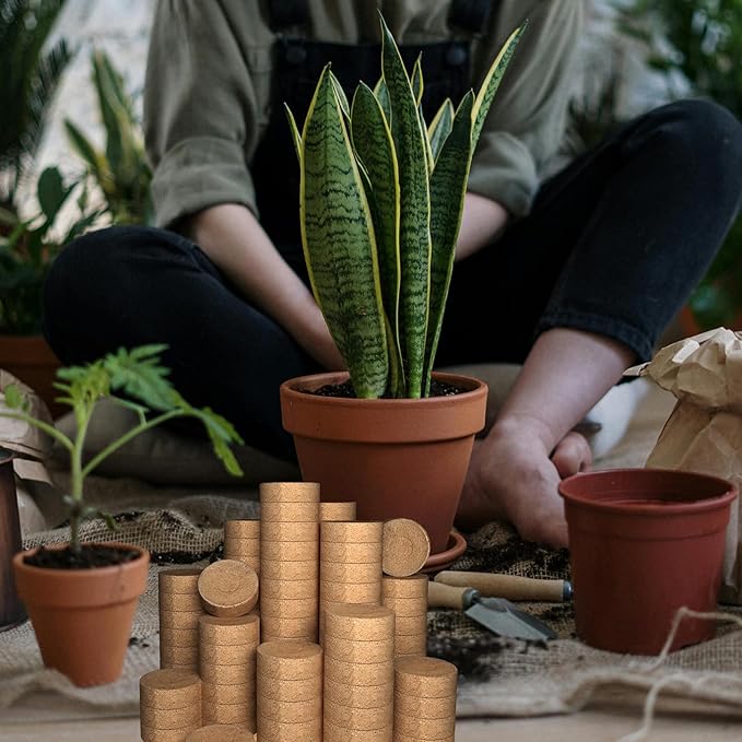 105 Pcs 40mm Compressed Coconut Coir Potting Soil,Coco Coir Pellets for Plants,Coco Fiber Pellets for Planting, Garden, Bonsai, Vegetables & Flower