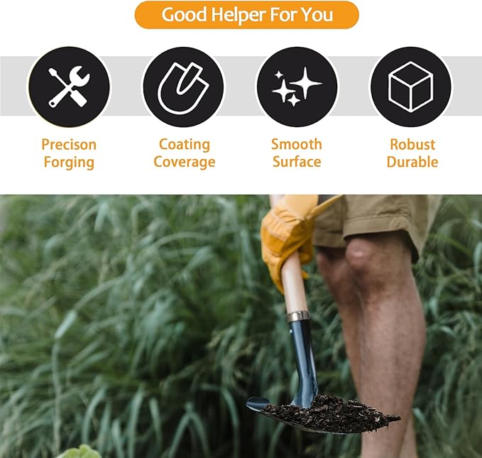 Shovels for Digging, Digging Shovel,Round Shovel,Garden Spade Shovel with D-Handle,Wood+Metal(41 inch 1Pack)