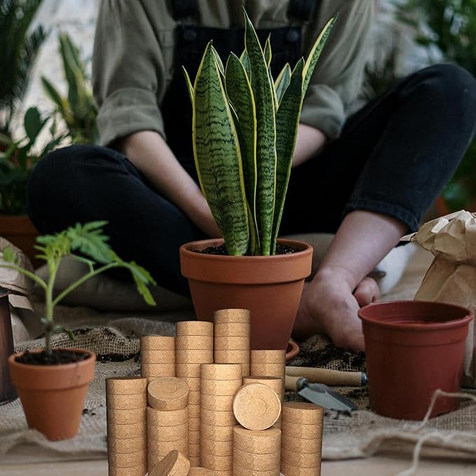 105 Pcs 50mm Compressed Coconut Coir Potting Soil,Coco Coir Pellets for Plants,Coco Fiber Pellets for Planting, Garden, Bonsai, Vegetables & Flower