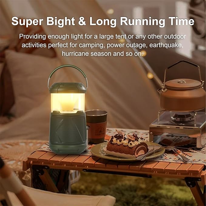 Outdoor Lantern Portable Bluetooth Speaker: IPX6 Waterproof Wireless Speaker with LED Light for Camping Patio Yard Party Hiking Gift for Men Women Father