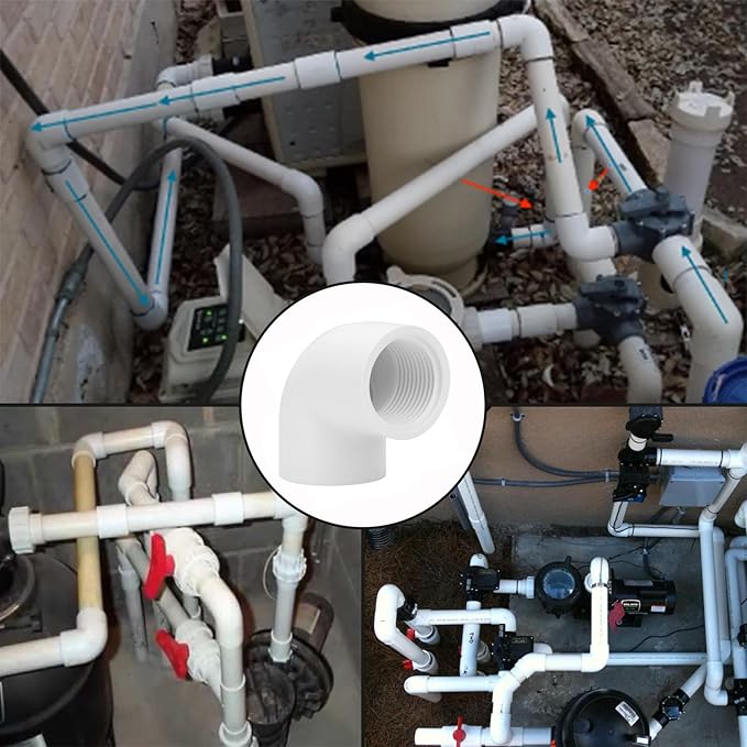 10Pack 1" Slip x Female Thread 90 Degree PVC Elbow Pipe Fitting Connector SCH40 1IN Socket to Female Threaded Elbow PVC Corner Adapter Pipe Fitting for Sprinkler, Irrigation