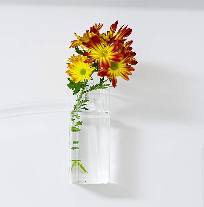 Kingbuy Plant Terrarium Container Propagation Station Square Tube Vase Wall Hanging Glass Planter Indoor Hydroponic Plants Home Office Garden Decor, 2 Pack