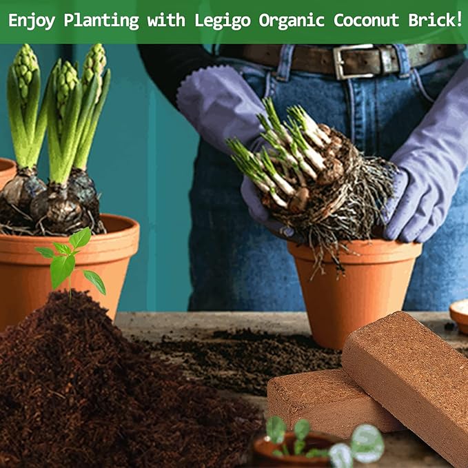 Legigo 12 Pack Premium Coco Coir Brick for Plants- 100% Organic Compressed Coconut Coir Bricks Starting Mix, Coco Coir Fiber Coconut Husk for Planting, Gardening, Potting Soil Substrate, Herbs