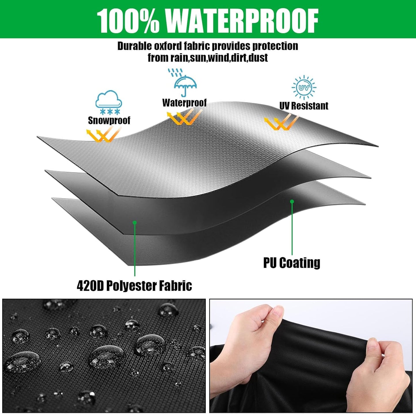 Outdoor Prep Table Cover - 30x30x35 Inch, Waterproof Stainless Steel, Outdoor Kitchen Grill Bbq Food Prep Cart Cover