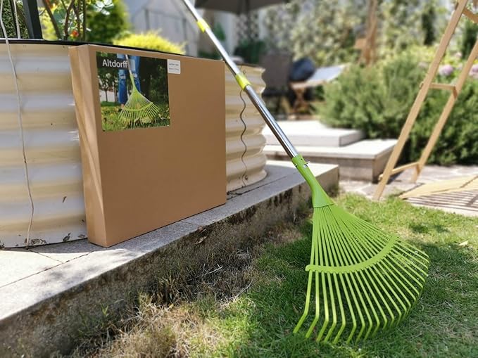 Leaf Rake Set, Garden Rakes for Leaves, 65inch Adjustable Long with 16" Wide Metal Tines, Lawn Rake with Two Lightweight Leaf Scoop-Gardening Grabbers for Leaf Lawn Grass Removal