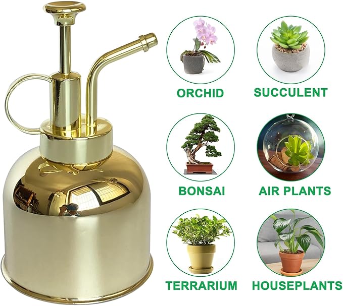 Plant Mister Spray Bottle Stainless steel plant sprayer, small watering can plant spray bottle Modern gardening tools for indoor potted plants watering and spraying
