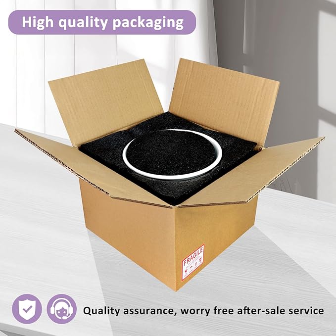 8 Inch Plant Pot, Ceramic Planter with Drainage and Saucer, Ceramic Pots for Plants, Indoor Plant pots,Ceramic Flower pots(Purple + White, Plants NOT Included)