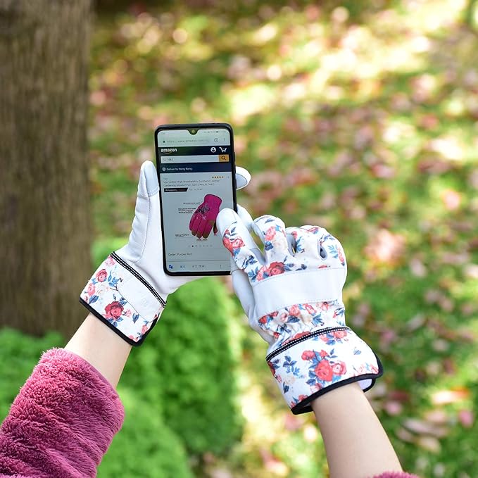 Vgo... Gardening Gloves for Women, Goatskin leather,Puncture Resistant Palm and Fingertips,Touchscreen(GA3561)