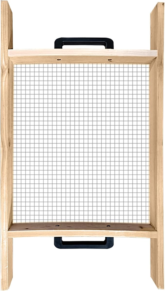 Large Soil Sifter, Dirt Sifter for Gardening, for Use in a Wheelbarrow, Compost Sifter, Garden Sieve for sifting Little Rocks/Top Soil/Leaves/Loam Soil/Sand/Gravel (17.8”×34.5” with Mesh Screen 1/2")