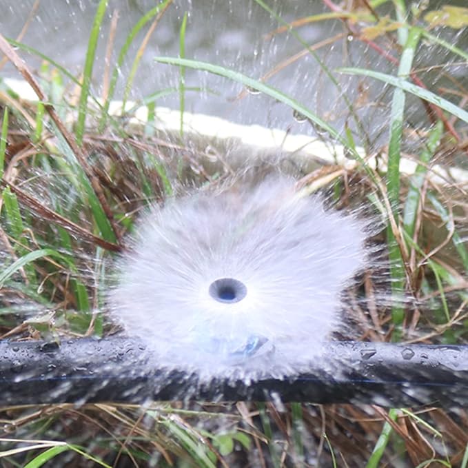 Juzizj 100 Pack Adjustable Irrigation Drippers 1/4 Inch Emitter Dripper 360 Degree Full Circle Pattern Water Flow Drip Emitter Micro Drip Irrigation Sprinklers for Home Garden Lawn(Black)