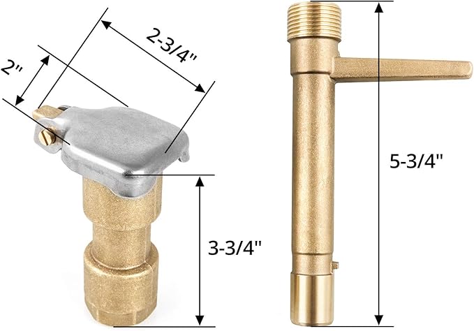 QWORK Quick Coupling Valve Key Set, 3/4-Inch Brass Quick Coupler Valves, Irrigation Tool with Quick Coupler Key for Yard