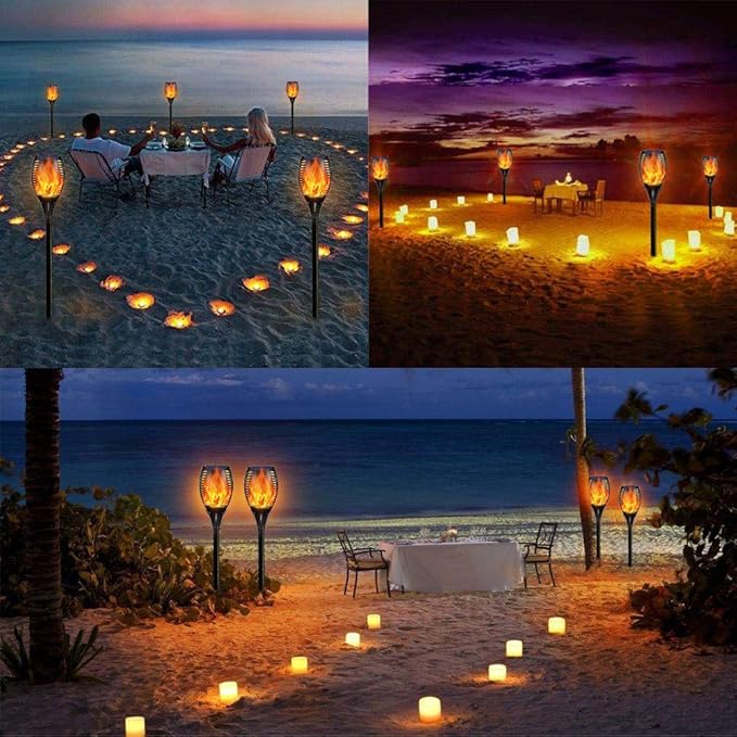 YoungPower 43'' Large Solar Torch Lights Flickering Flames Torches, Waterproof Outdoor Flame Decoration Lighting for Yard Driveway, 2P