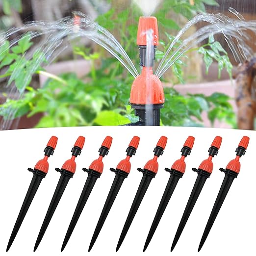 1/4" Drip Irrigation Emitters, Automatic Drip Irrigation Parts Accessories, 360 Degree Drip Sprinkler Heads Sprayer Heads for Irrigation Systems (Straight Nozzle, 30pcs)
