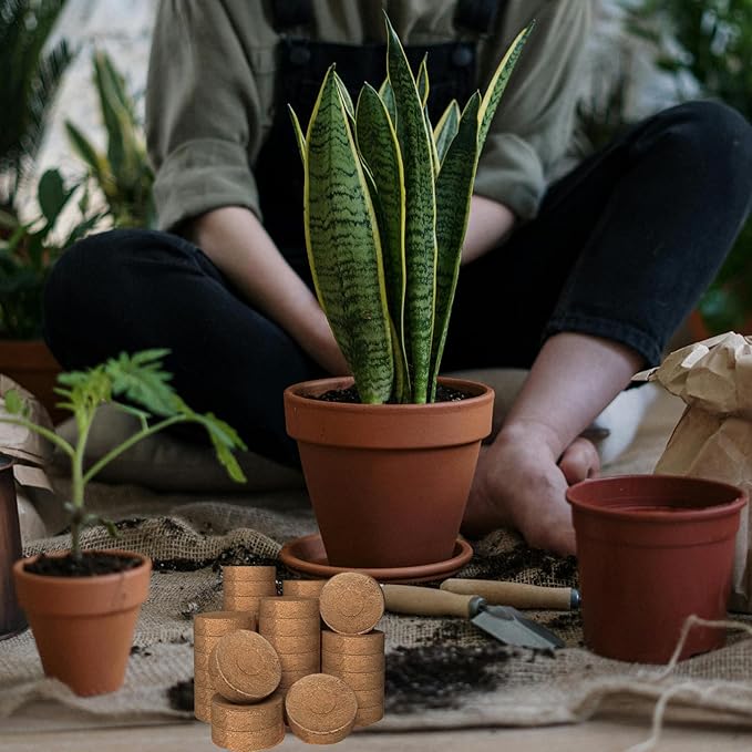 56 Pcs 30mm Compressed Coconut Coir Potting Soil,Coco Coir Pellets for Plants,Coco Fiber Pellets for Planting, Garden, Bonsai, Vegetables & Flower