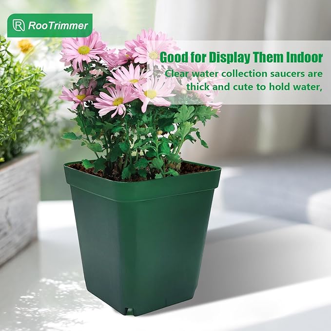 Square Nursery Seedling Pot 3.5 Inches 90 Pcs, Small Nursery Pot Plastic Thick and Sturdy Seed Start Germination Pot for Plant Propagation and Seeding(Green,3.54 Inches, 90Pcs)