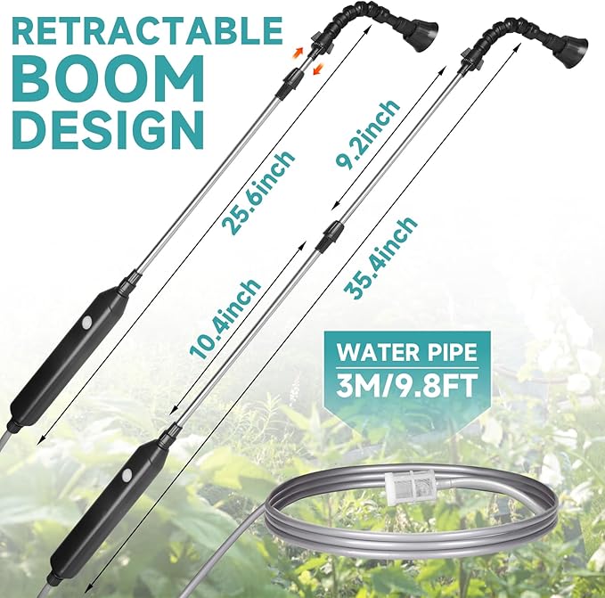Watering Wand For Hanging Baskets, Garden Hose Sprayer With Adjustable Nozzle, Car Pet Window Cleaning Tool, Great For Watering Seedbeds, Hanging Plants, Deck Plants. (Battery Powered Watering Wand)