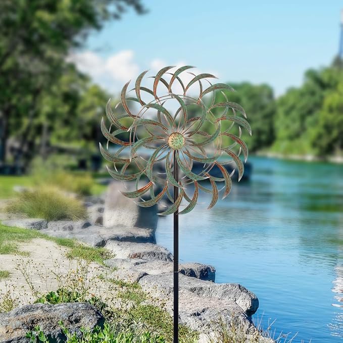 VEWOGARDEN 85” Large Metal Wind Spinners Outdoor Wind Sculpture Yard Art Kinetic Wind Spinners for Yard and Garden Patio Lawn Decor (20 * 85 inches)