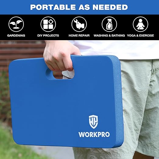 WORKPRO Extra Thick Kneeling Pad, 2-Pack, Soft Foam Cushioning for Knee, Large Foam Kneeler Mat for Gardening, Bathing Baby, Workout Supplies, 17.5 x 11 x 1.5 in, Blue