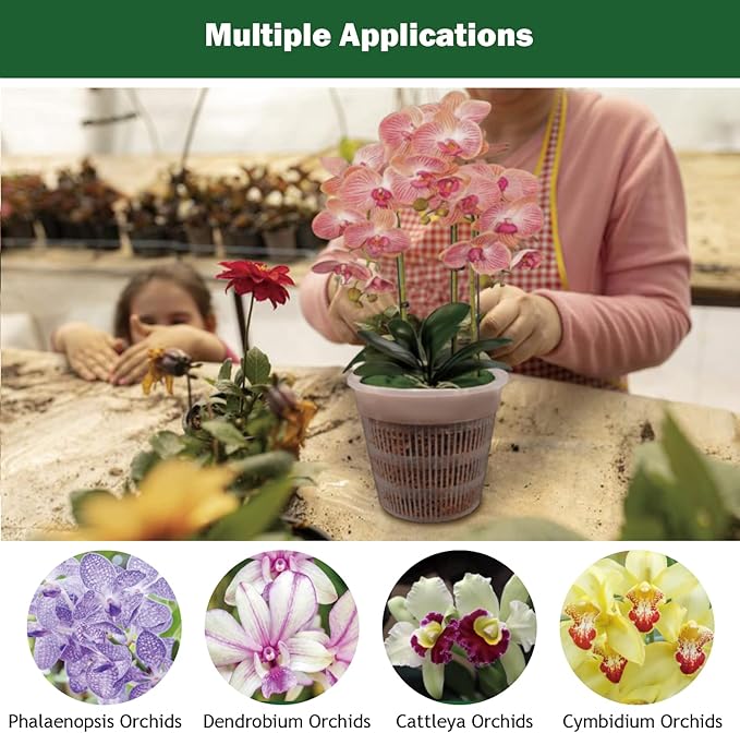 Orchid Pots, 12 Pack 4.5in Orchid Pots with Holes, Clear Orchid Pots for Repotting, Breathable Slotted Orchids Planter for Small and Medium Sized Orchids(12Pcs 4.5in)
