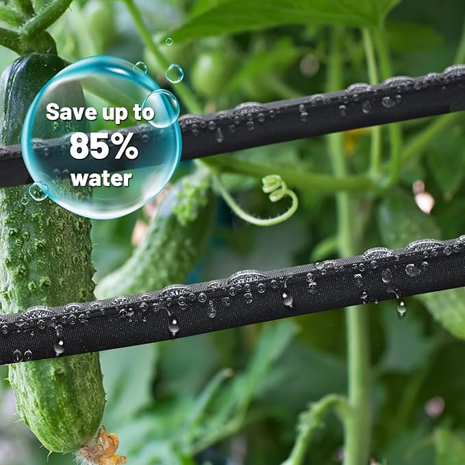 Soaker Hose 100FT for Garden Beds - 3/4" Heavy Duty Double Layer Drip Irrigation Hose, Save 85% Water- Linkable Flat Soaker Hose for Lawn Flower Bed Vegetable Field Effective Watering (50FT x 2Pack)