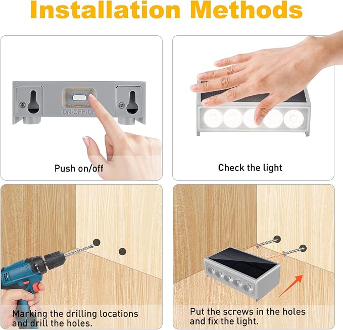T-SUN Solar Step Light Outdoor, 6 Pack Solar Stair Lights, 6000K Step Lights Outdoor Solar Powered Waterproof LED Outdoor Solar Lights for Steps Deck Court Garden Balcony Patio Stair Porch