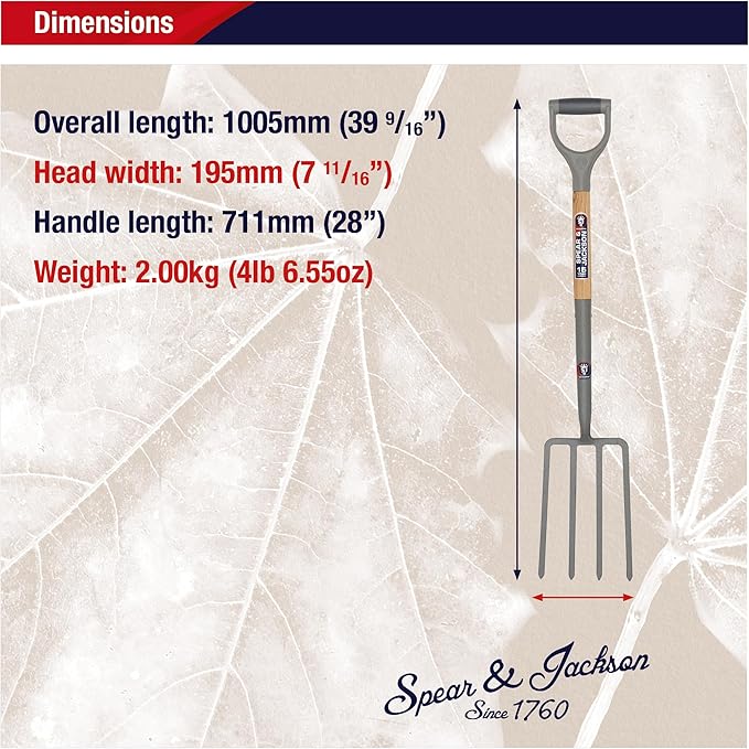 Spear & Jackson 1680NB Neverbend Carbon Steel Digging Fork 99.5 x 20.5 x 10 cm