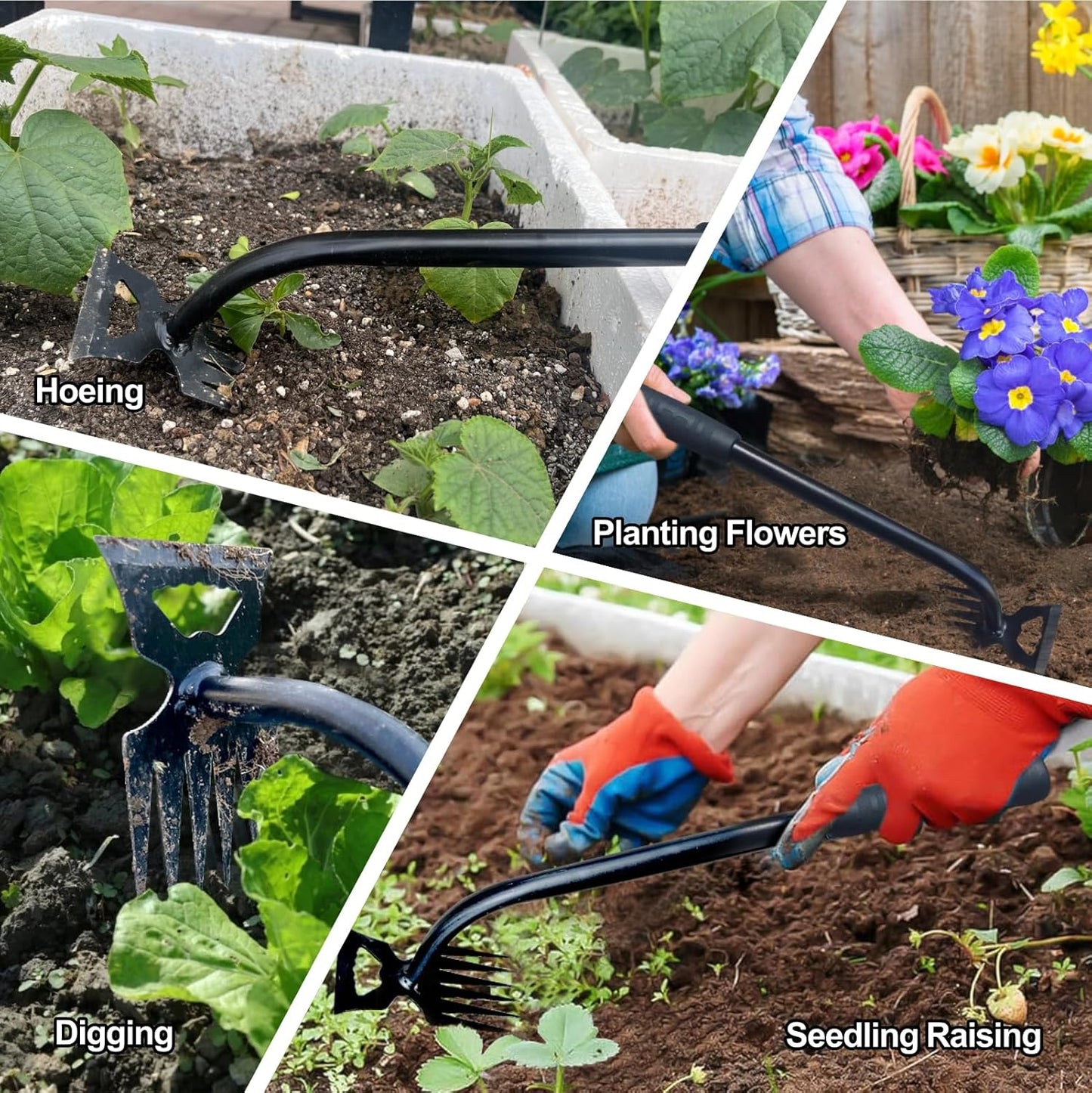 Weed Puller Tool-2Pcs Gardening Hand Weeder Tools, 2025 New Weeding Artifact Uprooting Weeding Tool, Manganese Steel Weed Removal TooL, 6 Teethes Dual Purpose Manual Weed Pulling Tool for Yard Gardenl