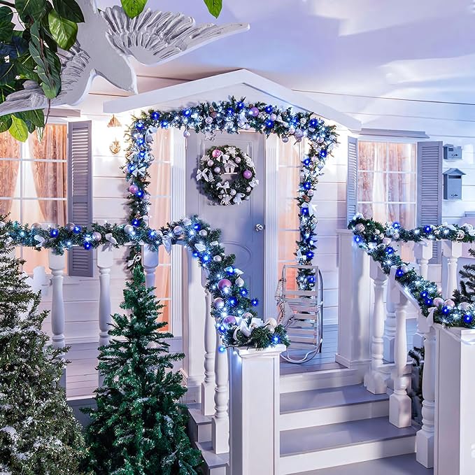 JMEXSUSS 500 LED Blue and White String Lights Outdoor, 173ft 8 Modes LED Christmas Lights Indoor, Waterproof Christmas Twinkle Lights for Tree Holiday Decorations