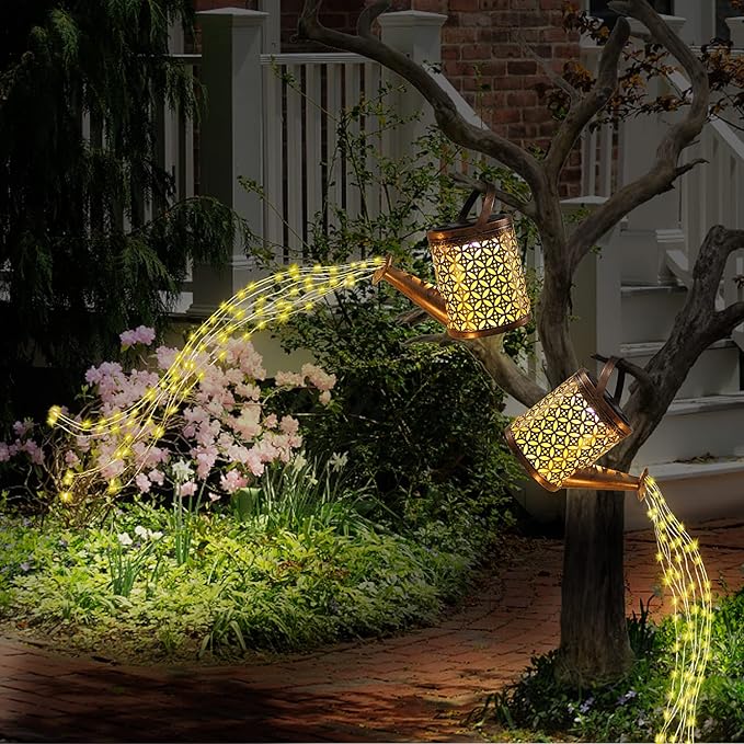 2 Pack Watering Can with Lights,Solar Lanterns Outdoor Hanging Waterproof Garden Decor,Solar Outdoor Garden Decorative,Decorations for Lawn Path Patio