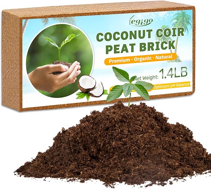 Legigo Pack of 1 Organic Coco Coir Bricks- 100% Natural Compressed Coco Peat Brick Coconut Fiber Substrate with Low EC& pH Balance, Coir Plant Soil Enhance Root Growth for Herbs, Flowers, House Plants