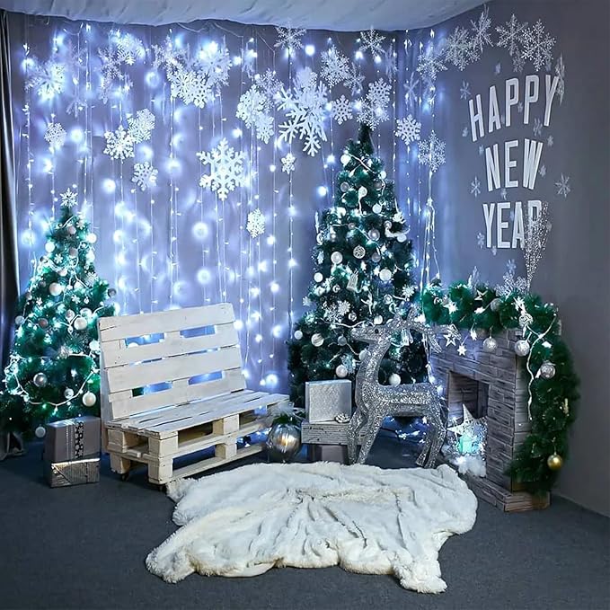 33ft 100 LED Christmas Lights Outdoor - 8 Modes Christmas String Lights Clear Wire with Time Memory, Waterproof Plug in Fairy String Lights for Indoor Outdoor Home Party Garden Decoration, Cool White