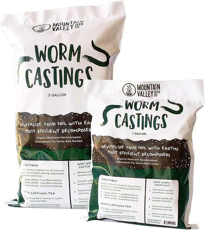 Earth Worm Castings – Organic Red Worm Compost Soil Amendment - .13 Cubic Foot ~6 Lbs - Approximately 1 Gallon - Organic Red Worm Vermiculture and Compost Home, Garden, Greenhouse, and Farm