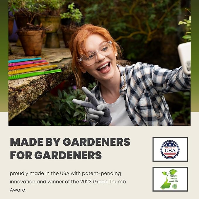 Dibby Seed Sowing Garden Tool Dibber Planter Transplanter – Sow Seeds at The Right Depth – Easily Transplant Delicate Seedlings (Dibby XL) Pink (2 Pack)