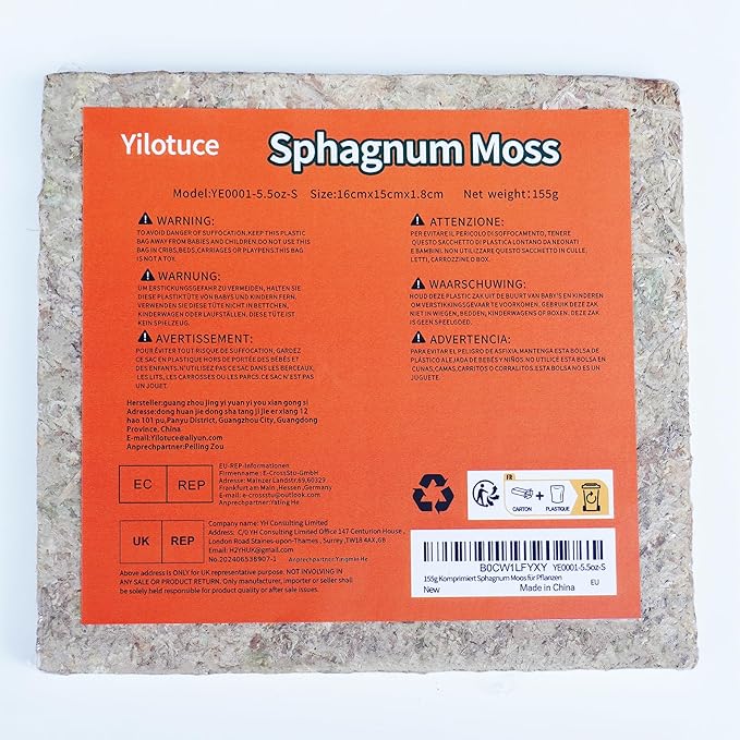 5.5oz Sphagnum Moss for Plants, Premium Compressed Sphagnum Moss for Orchids