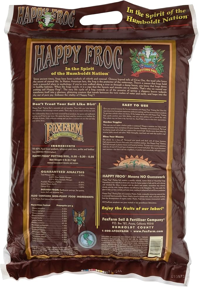 FoxFarm Happy Frog Potting Soil, 12qt (Pack of 4) - for Indoor/Outdoor Container Plants, Improves Root Efficiency, pH Adjusted for Optimal Nutrient Uptake - Contains Microbes and Humic Acids