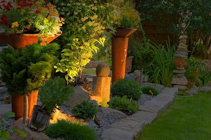 GKOLED 12V Brass Landscape Spotlight, LED Low Voltage Landscape Lighting, Outdoor Adjustable Lights for Yard Wall Lawn Tree Patio Garden, Waterproof Directional Up Light, No MR16 Bulb