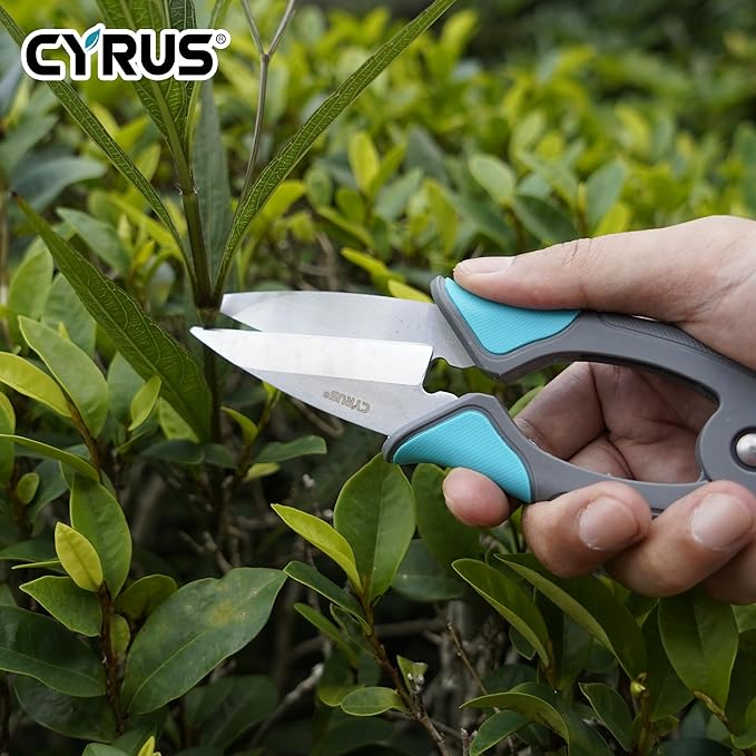 CYRUS Herb Scissors Garden Herb Shear,Sharp Blades with Safety Lock, Blue Gray