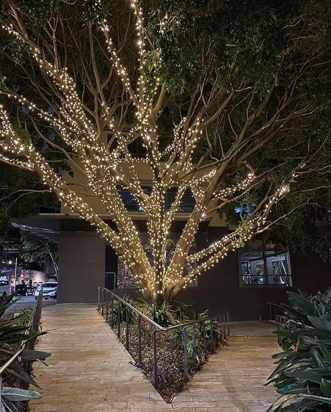 OZS 2Pack 164ft 400 LED String Lights Outdoor/Indoor, Extendable String Lights for Christmas Trees, Waterproof 8 Modes Green Wire Lights Holiday for Christmas Decorations (Cool White)