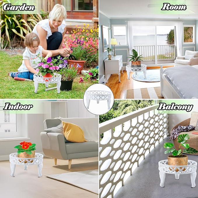 2 Pack White Plant Stand, Metal Plant Stands Outdoor Indoor, Anti-Rust Planter Stands Plant Shelf, Flower Pot Stands for Multiple Plants,Display Shelves Potted Plant Holders for Garden Patio