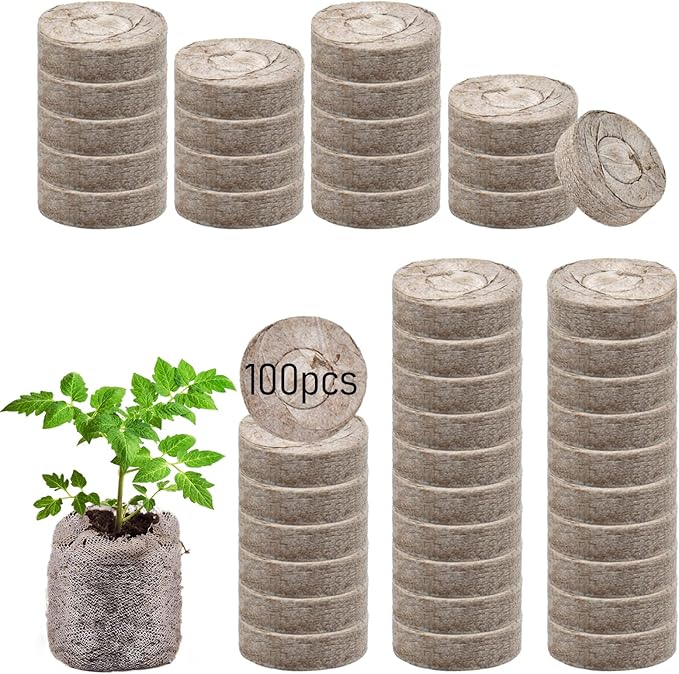 Legigo 100 Pcs 36mm Seed Starter Peat Pellets Pods for Seedlings- Compressed Seed Starting Pellets Seed Starter Pods Plugs Soil Peat Pods for Starting Seeds, Garden Planting Herb Flower Vegetables