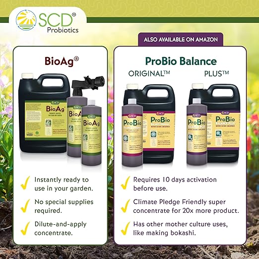 SCD BioAg – Organic Lawn and Garden Soil Microbes with 12 Probiotic Strains, Live Super Concentrate of Liquid Microorganisms, Chemical-Free Soil Amendment, Yard and Lawn Treatment (1 Liter w/Sprayer)