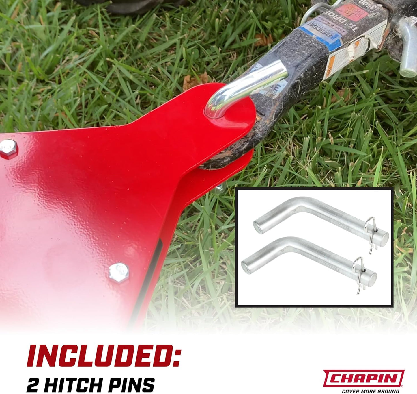 Chapin 8622B Made in The USA 2.2 Cubic Feet Tow and Pull Behind Spreader with Auto-Stop Dual Impeller That Stops When Not Moving, Designed for Farm and Tough Terrain, Hitch Pins, Black