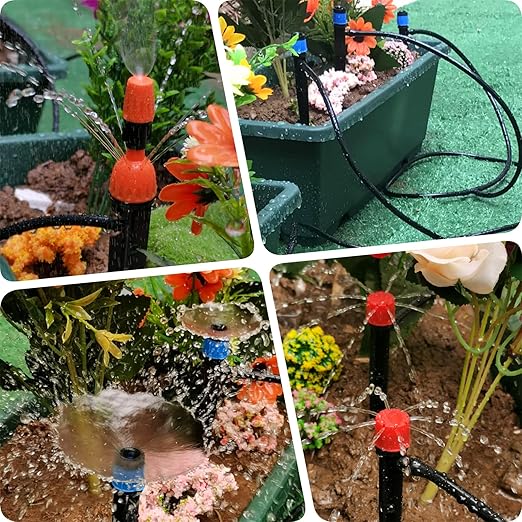 Drip Irrigation Kit, 1/4 Inch Polyethylene Distribution Irrigation Pipe for Micro-Spraying, Emitter Connecting Pipe Kit, DIY Garden Water-Saving Irrigation System with Blank Branch Hose. (01, 98FT)