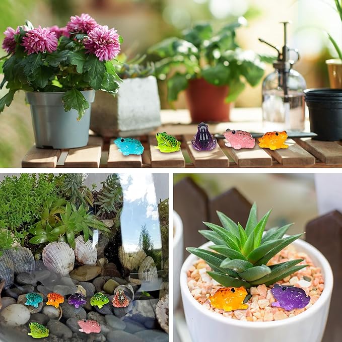 Barydat 40 Pcs Miniature Frog Figurines Luminous Mini Resin Frog Figures Model Garden Decor DIY Terrarium Craft Ornament Accessories for Moss Landscape Decoration (0.98 x 0.98 Inch)