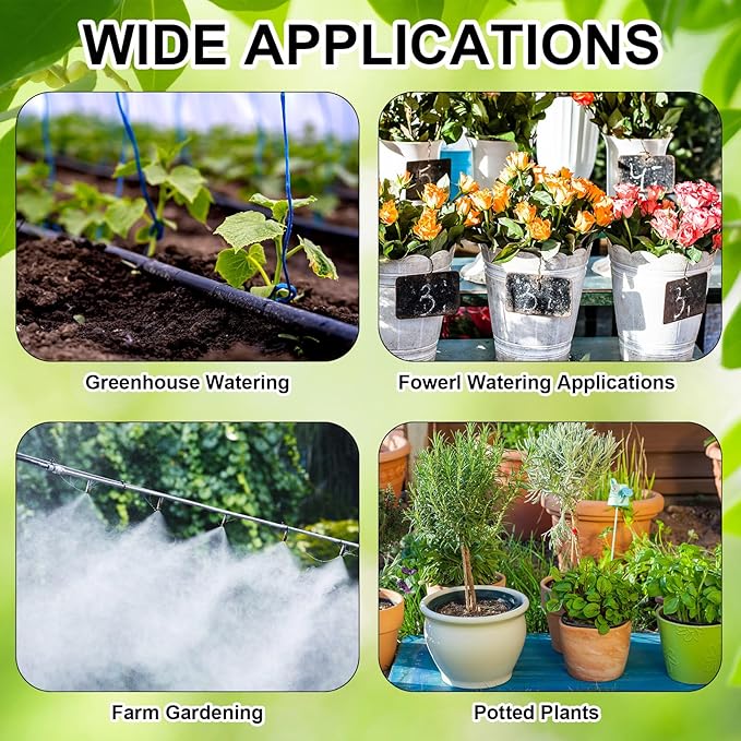 30 Pcs 1/4" Drip Irrigation Tee Connectors for Drip Tube Quick Connect Drip Irrigation Parts Fittings for 1/4 Inch(6.35mm) Irrigation Tubing Drip or Sprinkler (Black,Misting Nozzle)