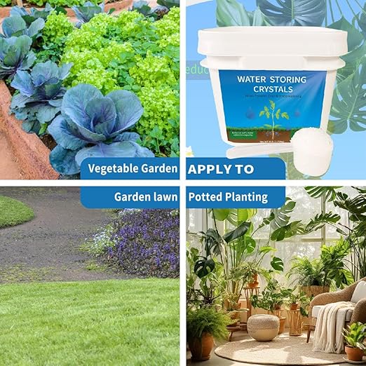 2LB Water Storing Crystals for Plants,Water Absorbing Crystals,Water Conditioner for Plants,to Keep The Soil Moist,Promote Plant Rooting,Plant Water Beads in Potting Soil,Lawn Soil,Garden Soil, WHITE