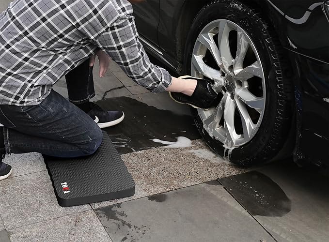 TOUA Kneeling Pad Thick Extra Large High Density Foam Kneeler Pad Mat for Gardening Yoga Exercise Bath (Black 2 Pack)