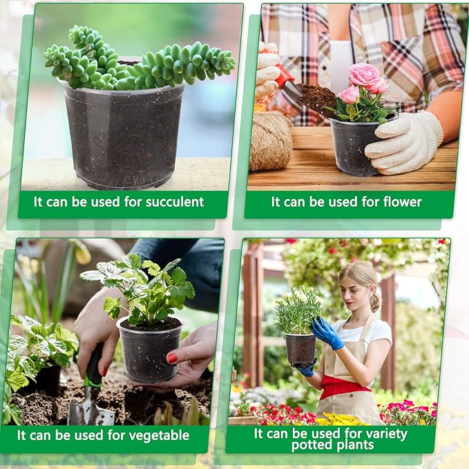 7/6/5/4 Inch Clear Nursery Pots with Drainage Holes, 28 Pack Nursery Pots Variety Pack, Durable Transparent Plastic Pots for Plants, Seed Starter Pots, Garden Flower Orchid Pots