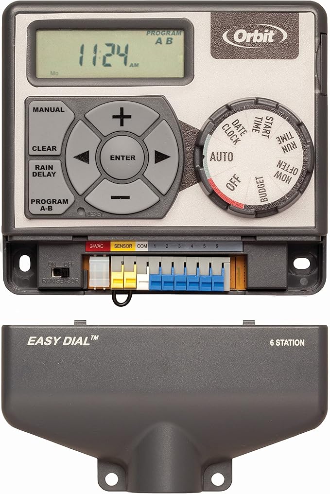Orbit 28966 Easy Dial 6-Station Indoor Sprinkler Controller Gray
