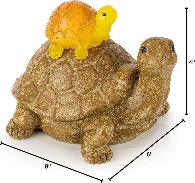 VP Home Mom and Baby Turtle Solar Powered LED Outdoor Decor Garden Light Great Addition for Your Garden, Solar Powered Light Decorations Gifts for Outside Patio Lawn Yard